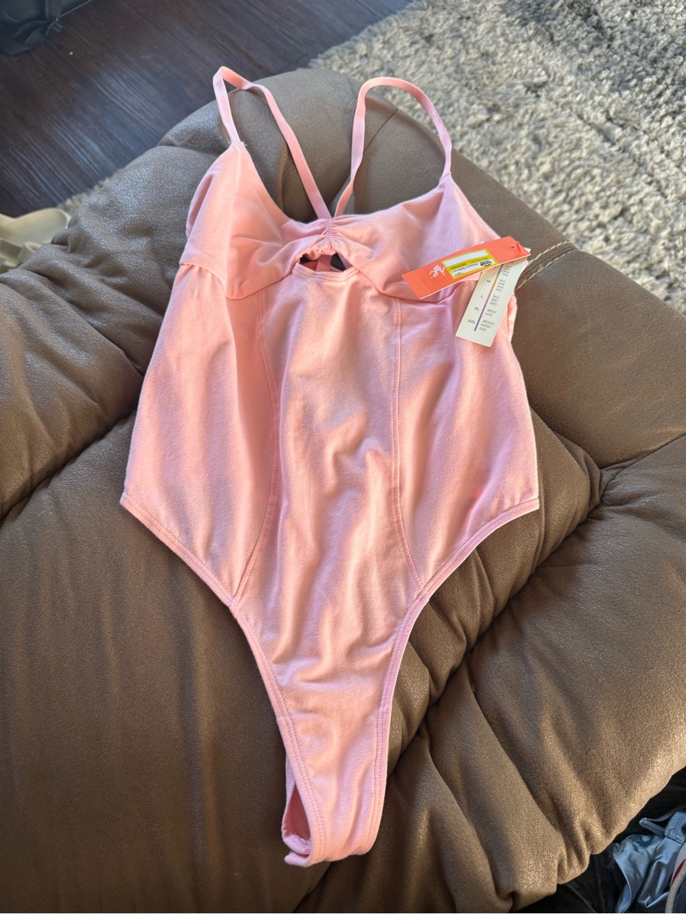 Colsie Pink Ruched Keyhole Bodysuit - Picture 2 of 7